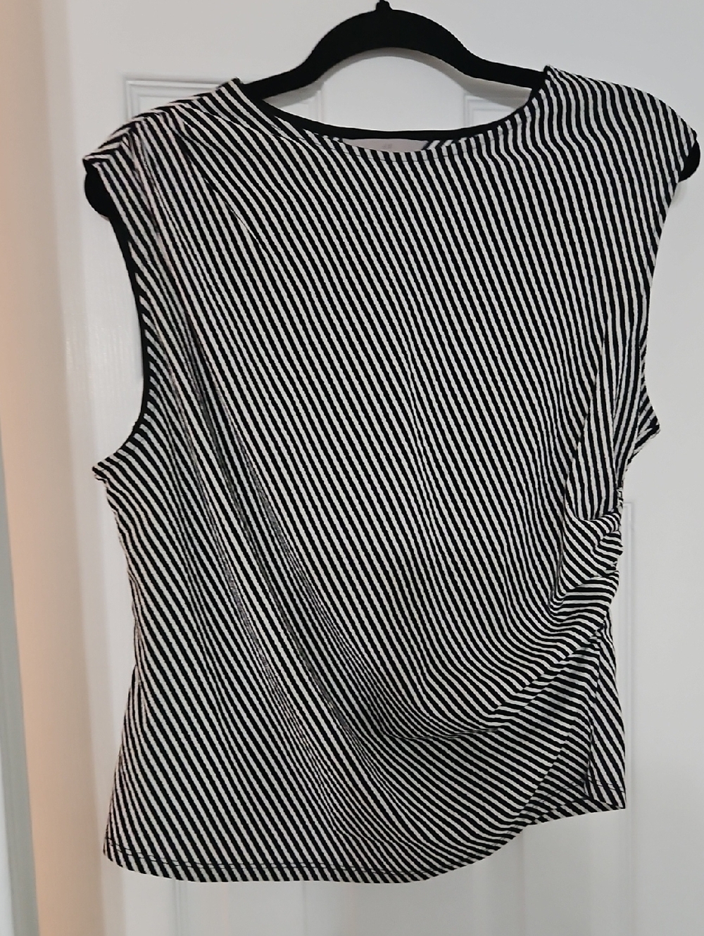 H&M Black & White Striped Draped Top